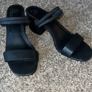 A New Day Black Block Heel Sandals